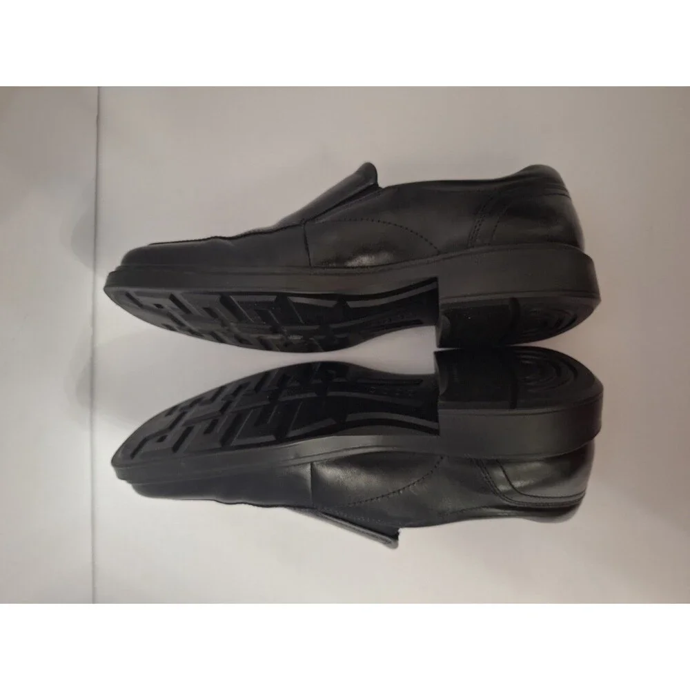 Ecco Helsinki 2 Apron Toe Slip-on Black Leather Loafers Mens Size 8/8.5 EU 42